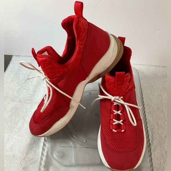 Gianni Bini Rizwell‎ Lace-Up Red Sneakers women’s 8.5 leopard print casual shoe - Picture 4 of 12